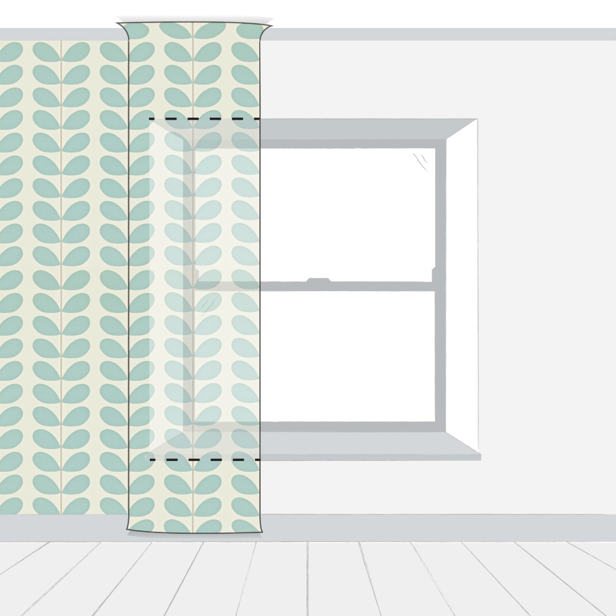 Step 1 of wallpapering window reveal