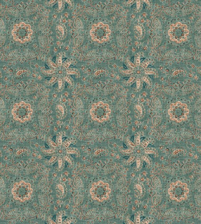 Adaline Fabric in Teal by Warner House Jane Clayton
