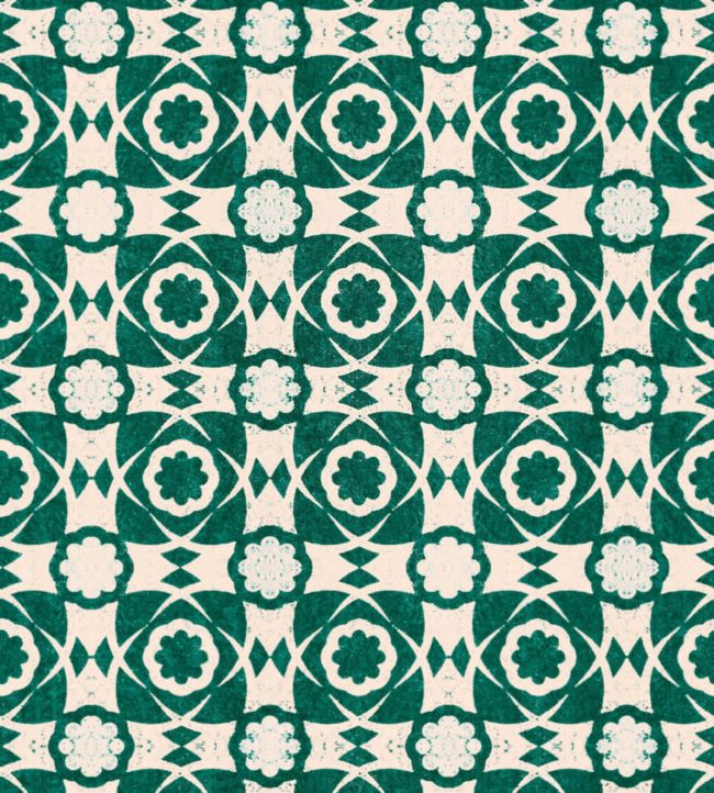 Aegean Tiles Wallpaper by MINDTHEGAP Ultramarine Green