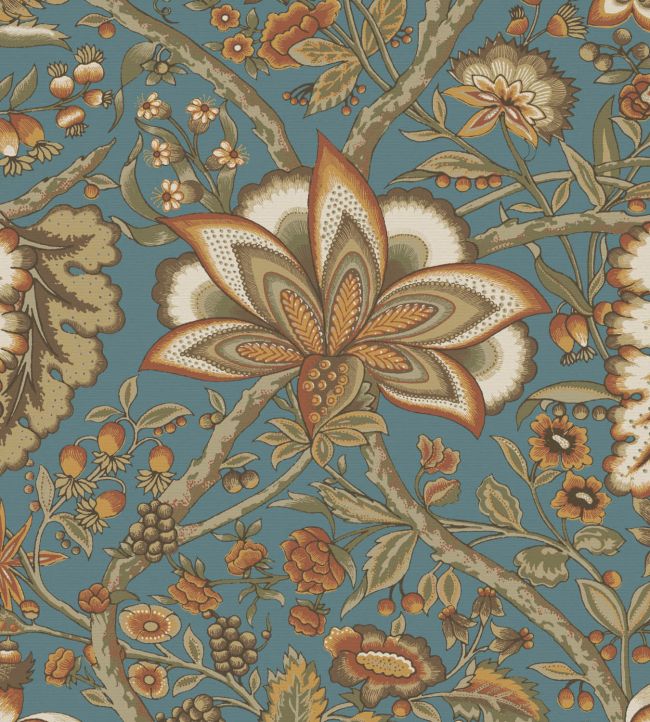 Afsana Outdoor Fabric in Teal by Warner House Jane Clayton