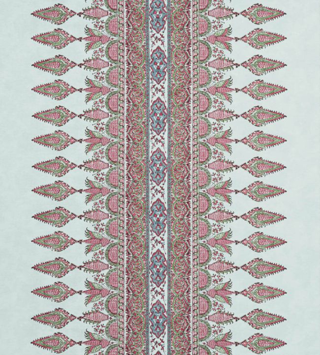 Akola Stripe Fabric by Thibaut Raspberry and Teal