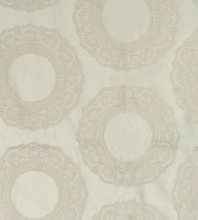 Doily Fabric by Aldeco Silver Beige