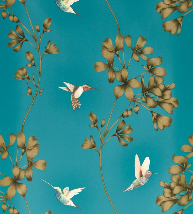 Amazilia Wallpaper in Teal / Gold by Harlequin | Jane Clayton
