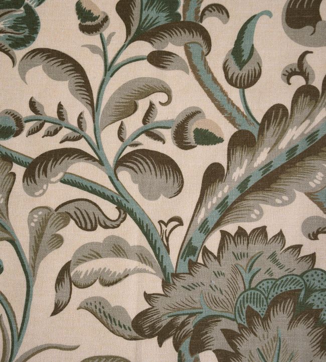 Amberley Fabric by Titley and Marr Walnut, Jade & Lichen