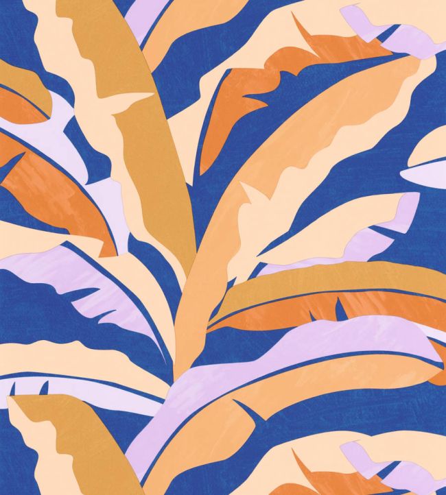 Ampleur Wallpaper by Caselio Bleu Roi Corail