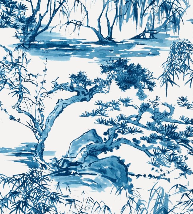 Kyoto Wallpaper by Anna French Navy