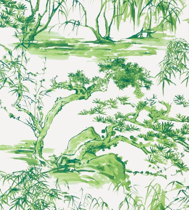 Kyoto Wallpaper by Anna French Emerald Green