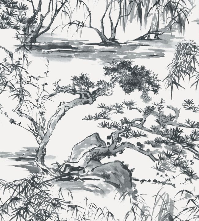 Kyoto Wallpaper by Anna French Black