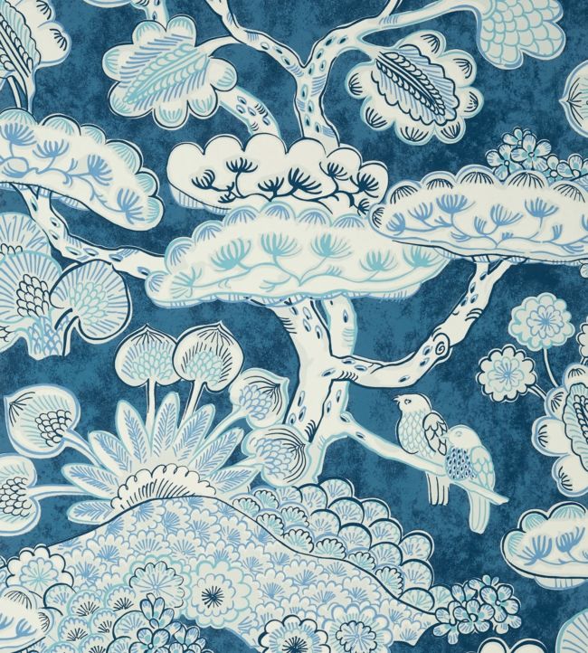 Tree House Wallpaper by Anna French in Navy Jane Clayton