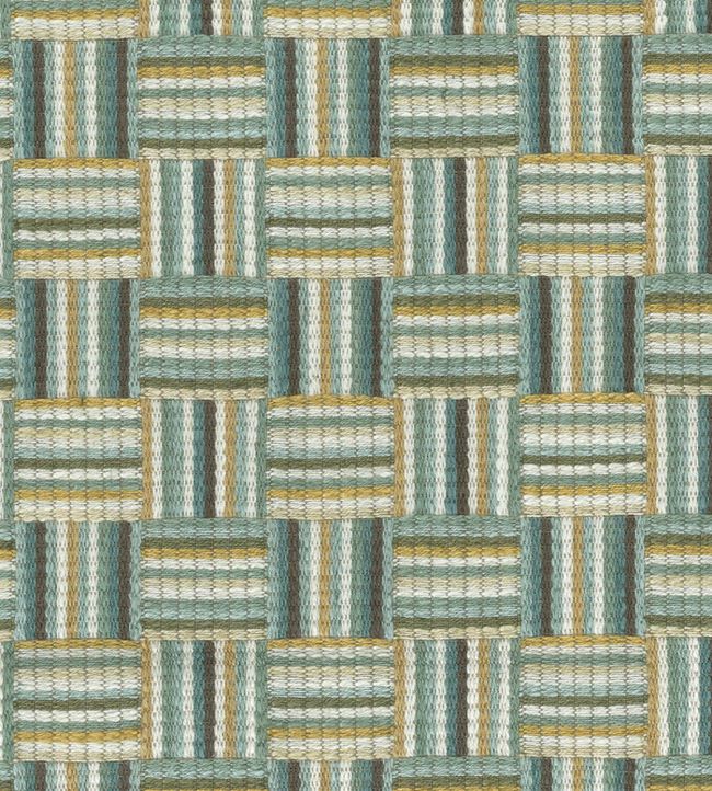 Attwood Fabric by Nina Campbell Aqua/Ochre/Ivory