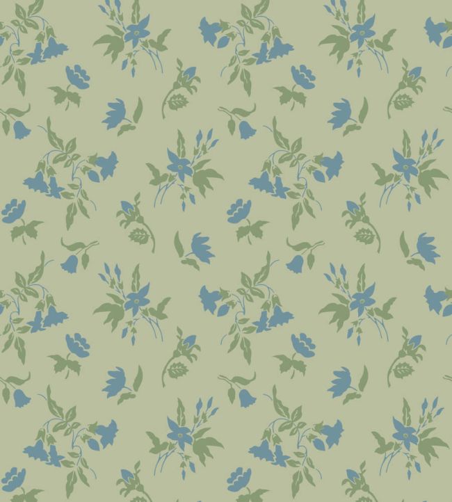 Auguste Wallpaper by Farrow & Ball Yeabridge Green / Stone Blue