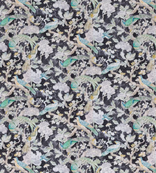 Aviary Glazed Fabric by Madeaux 03 Midnight Forest