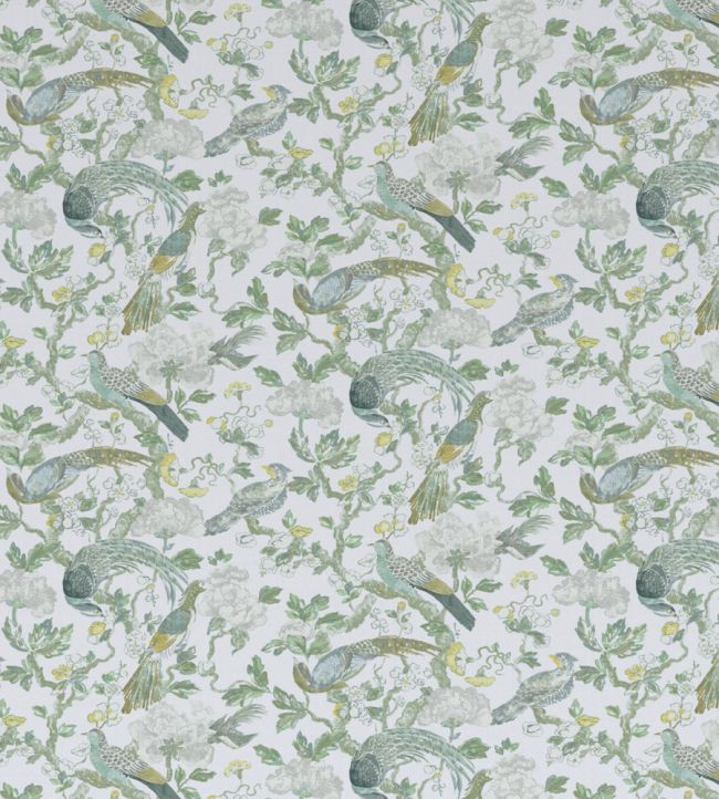 Aviary Glazed Fabric by Madeaux 04 Golden Teal