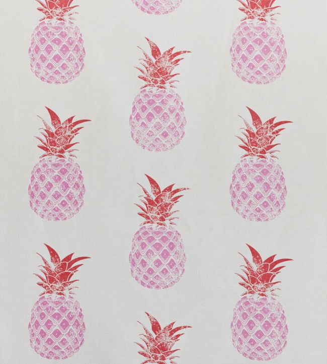 Pineapples Fabric by Barneby Gates in Pink On Cream | Jane Clayton Pineapples Fabric by Barneby Gates in Pink On Cream | Jane Clayton
