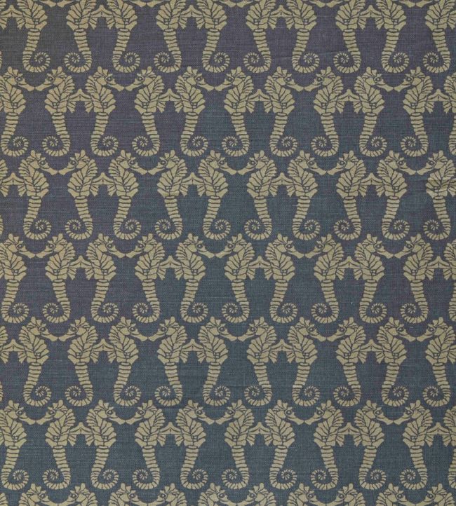 Seahorse Fabric by Barneby Gates Gold on Charcoal