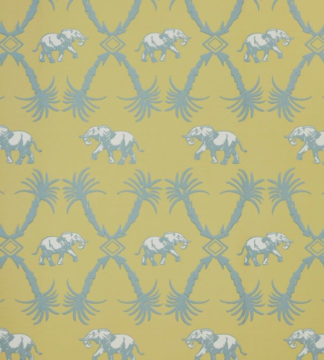 Elephant Palm Wallpaper by Barneby Gates Ochre/Blue