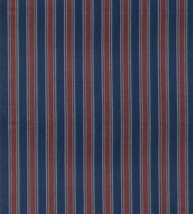 Barrington Stripe Fabric by Mulberry Home Indigo/Red