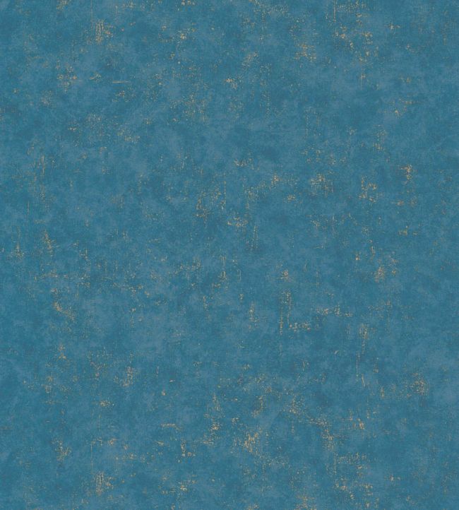 Benton Uni Metallic Wallpaper by Caselio Bleu madure dore