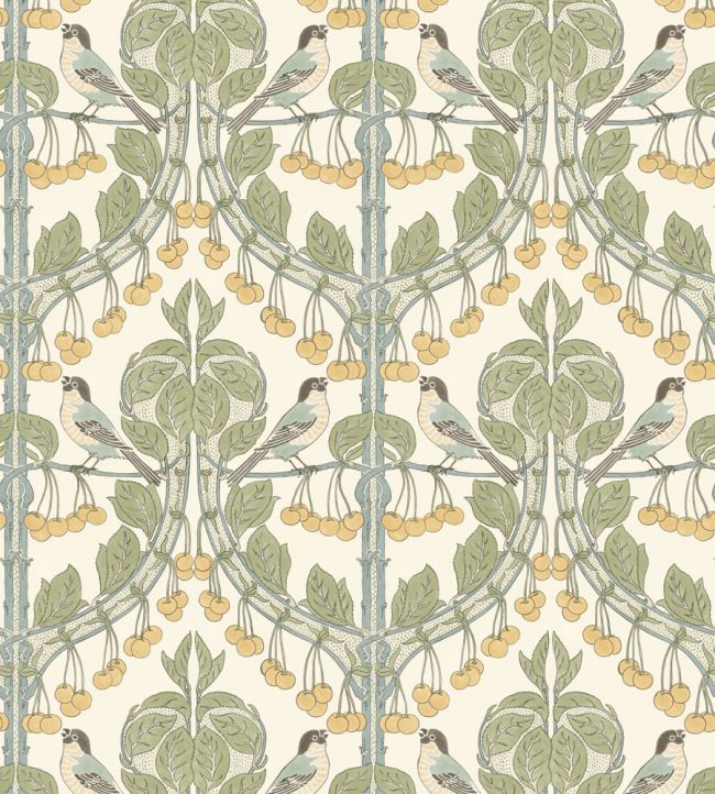 Birds & Cherries Wallpaper by GP & J Baker Aqua