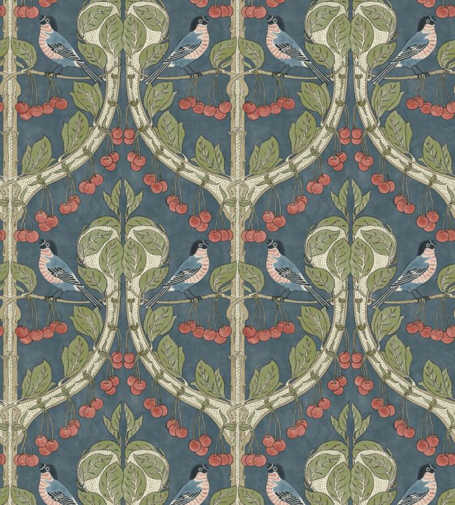 Birds & Cherries Wallpaper by GP & J Baker Indigo