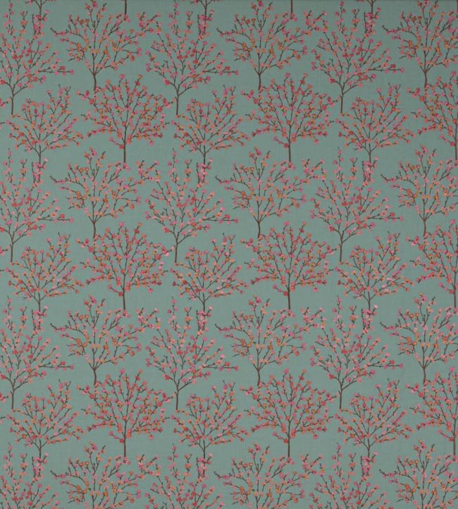 Blossom Tree Fabric by Jane Churchill Aqua / Pink