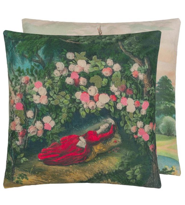 Bower Of Roses Ready Made Cushions in Forest by Designers Guild Jane Clayton