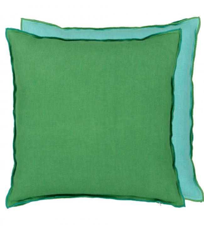Brera Lino Cushion 45 x 45cm by Designers Guild Emerald & Capri