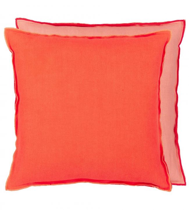 Brera Lino Cushion 45 x 45cm by Designers Guild Nasturtium & Papaya