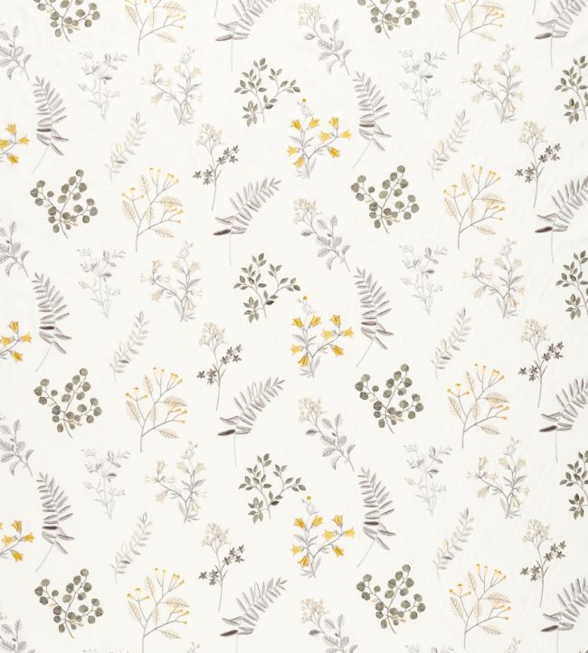 Brigitte Fabric by Clarke & Clarke Pewter/Chartreuse