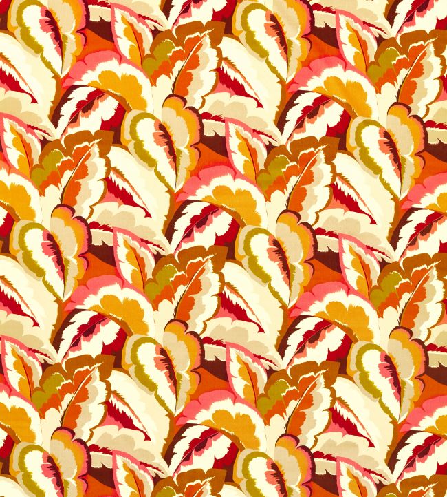 Calathea Velvet Fabric in Amber Light / Brazilian Rosewood