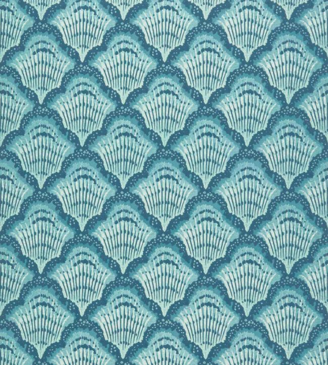 Calico Shell Wallpaper by 1838 Wallcoverings Aqua