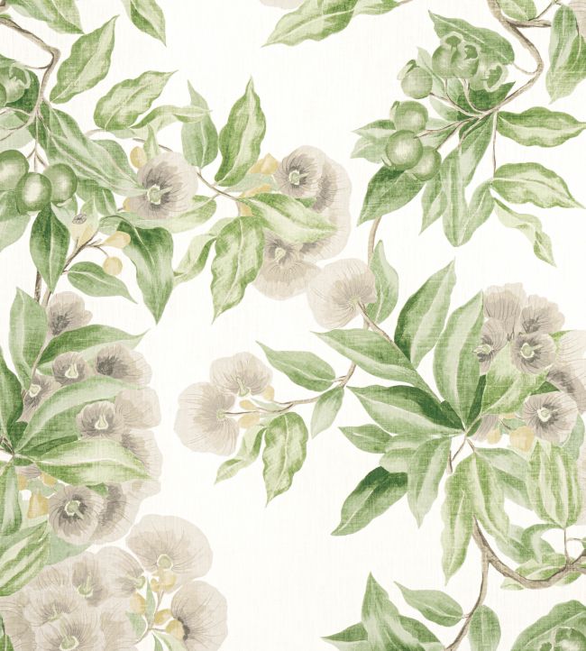 Camellia Garden Fabric in Spring on White by Anna French | Jane Clayton