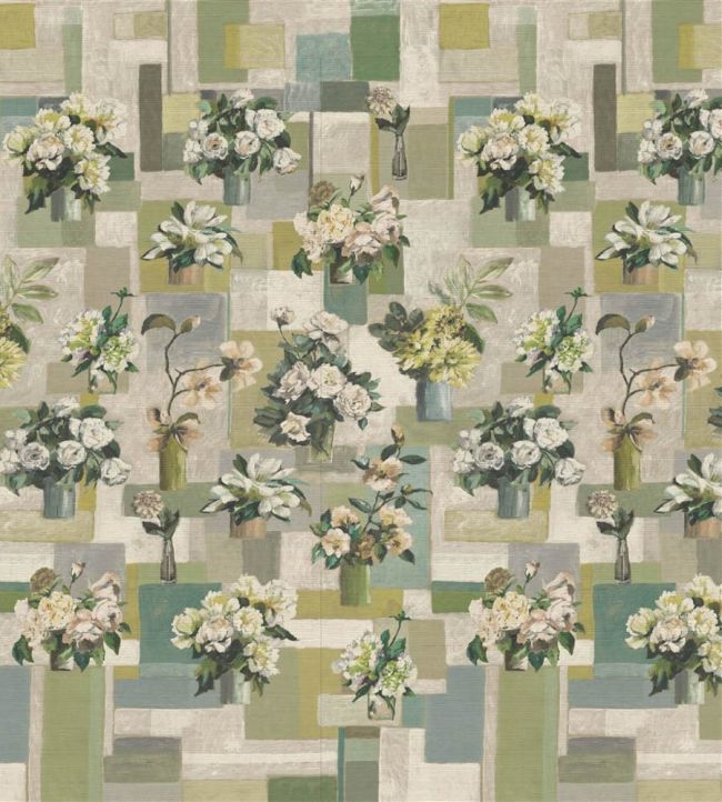 Celadon Vase Grasscloth Mural by Designers Guild Celadon