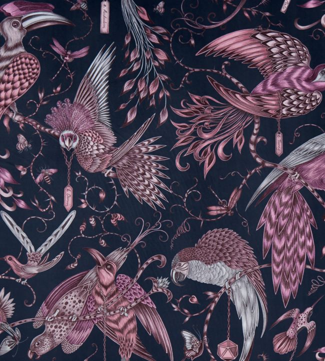 Emma J Shipley Audubon Velvet Fabric by Clarke & Clarke Pink