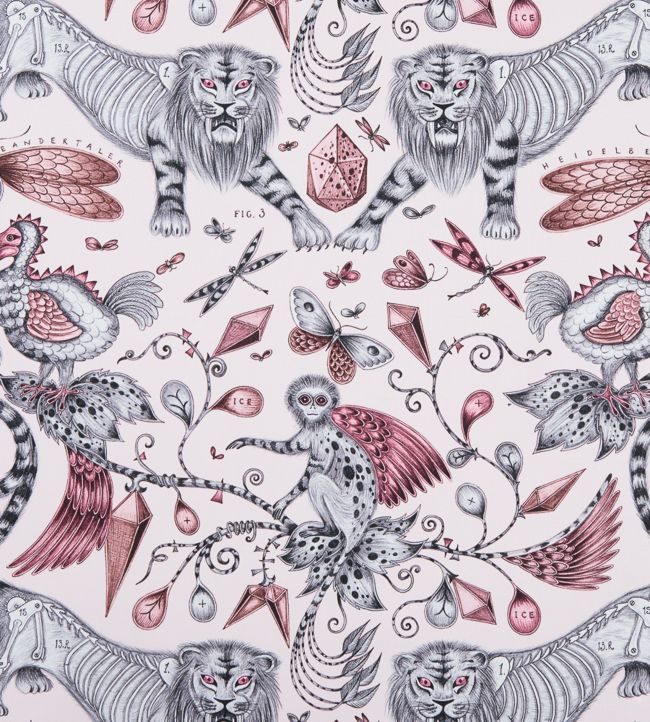 Emma J Shipley Extinct Fabric by Clarke & Clarke Pink