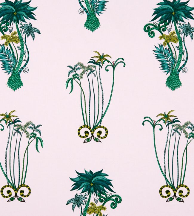 Emma J Shipley Jungle Palms Fabric by Clarke & Clarke Pink