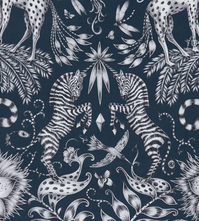 Emma J Shipley Kruger Fabric by Clarke & Clarke Navy