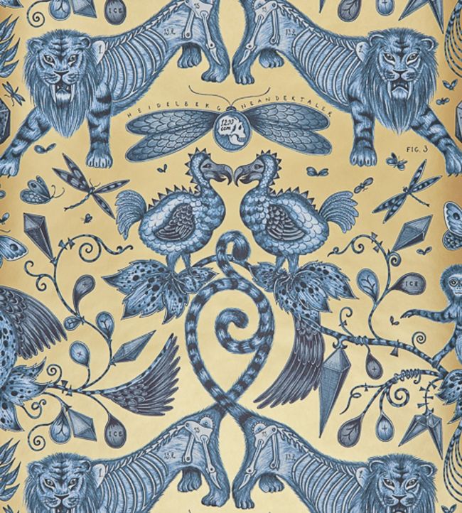 Emma J Shipley Extinct Wallpaper by Clarke & Clarke Blue