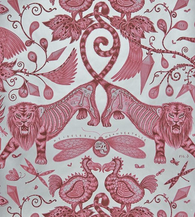 Emma J Shipley Extinct Wallpaper by Clarke & Clarke Magenta