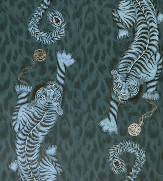 Emma J Shipley Tigris Wallpaper by Clarke & Clarke Navy