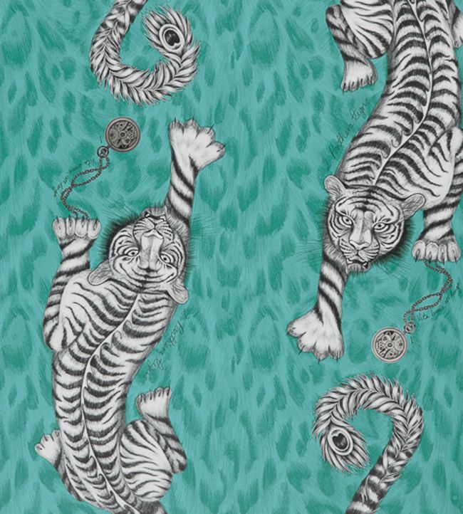 Emma J Shipley Tigris Wallpaper by Clarke & Clarke Teal