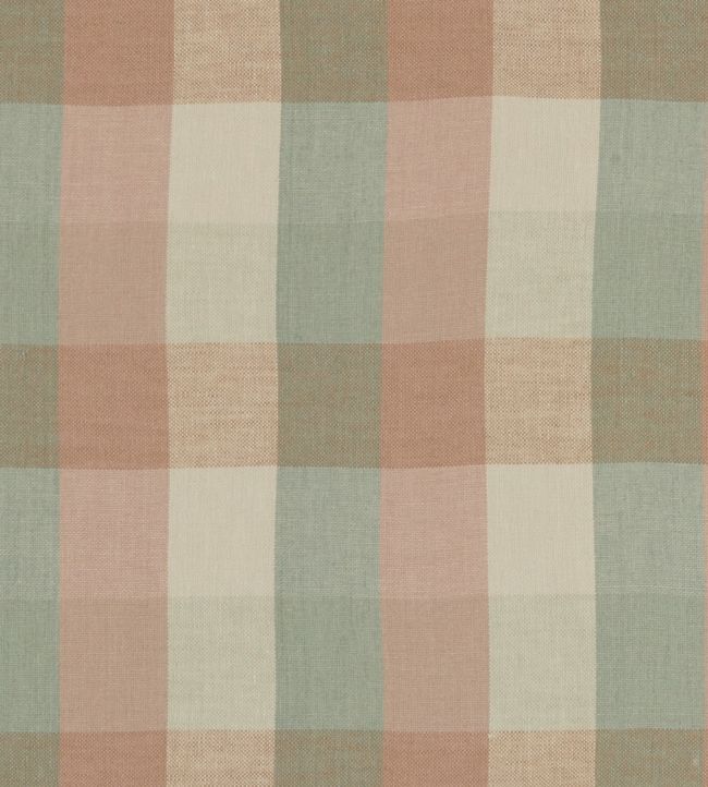 Austin Check Fabric by Clarke & Clarke Mineral/Blush