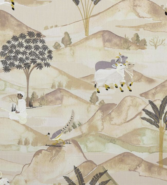 Sahara Fabric by Clarke & Clarke Charcoal/Ochre