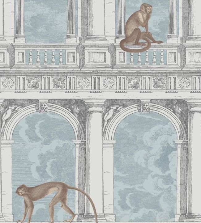 Procuratie Con Vista Wallpaper by Cole & Son Stone & Powder Blue