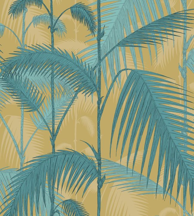 Palm Jungle Fabric by Cole & Son Ochre & Petrol