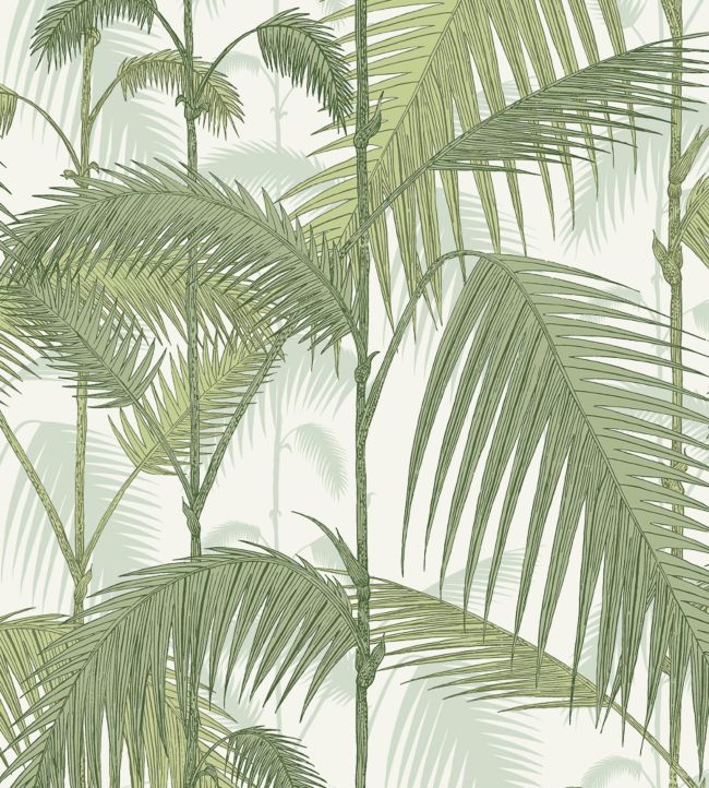 Palm Jungle Fabric by Cole & Son Olive Green on White