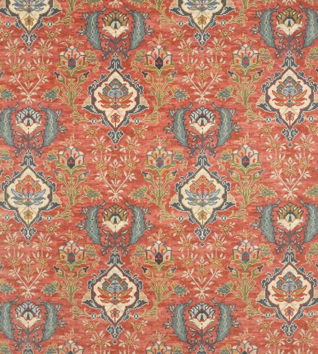 Floriana Velvet Fabric by Colefax and Fowler Red