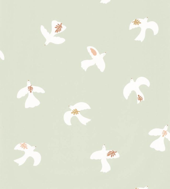 Colombe Wallpaper by Caselio Vert d'eau blanc