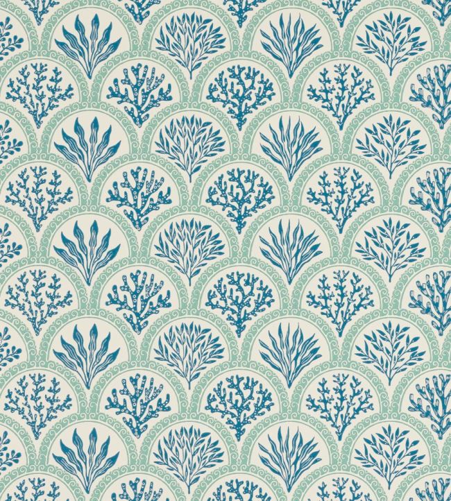 Coralli Wallpaper by Jane Churchill Blue