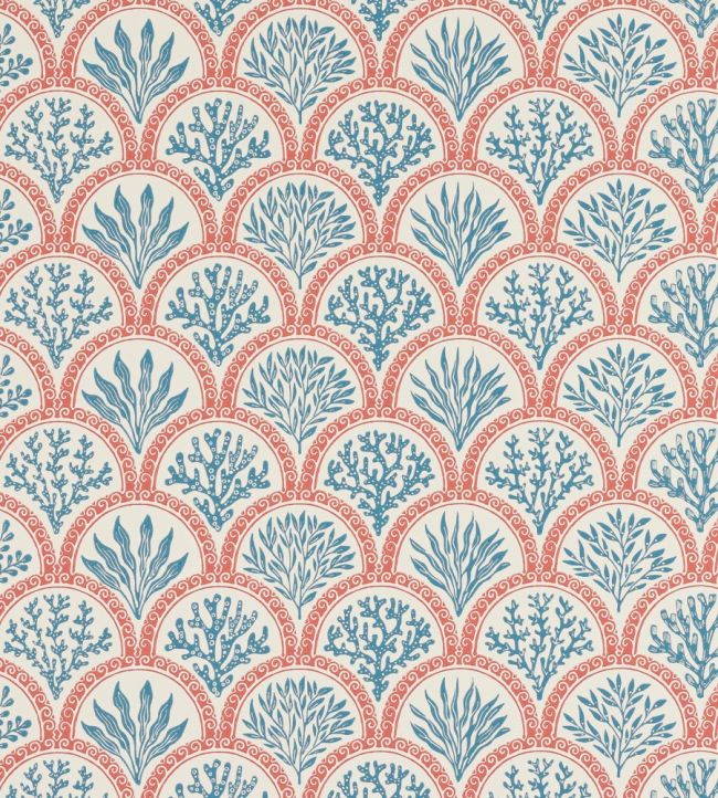Coralli Wallpaper in Red/Indigo by Jane Churchill Jane Clayton